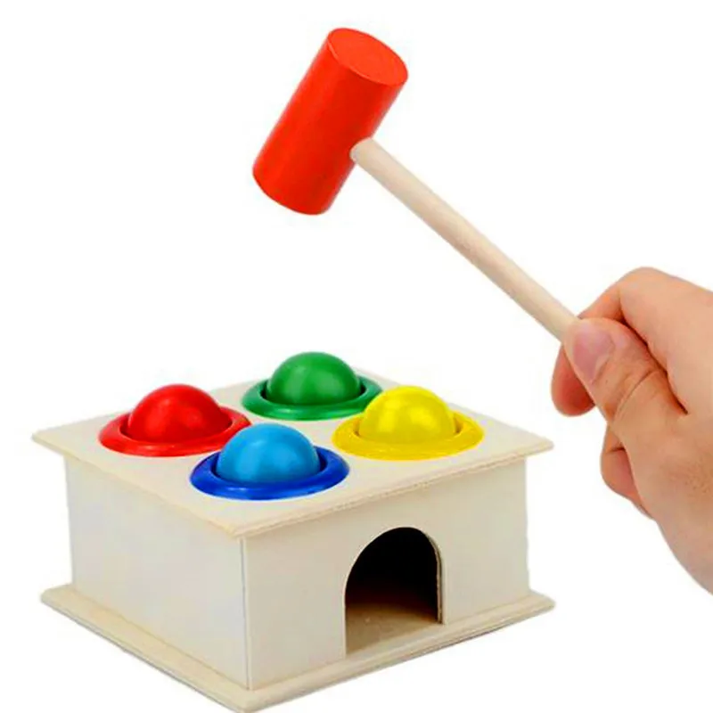 1Set Wooden Hammering Ball Hammer Box Children Fun Playing Hamster Game Toy Early Learning Educational Toys Hand | Игрушки и хобби