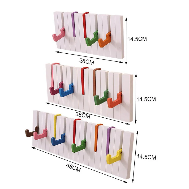 

Wooden Key Holder Wall Hook Piano Style Coat Rack Behind The Door Children's Room Nordic Decoration Hooks Home Storage