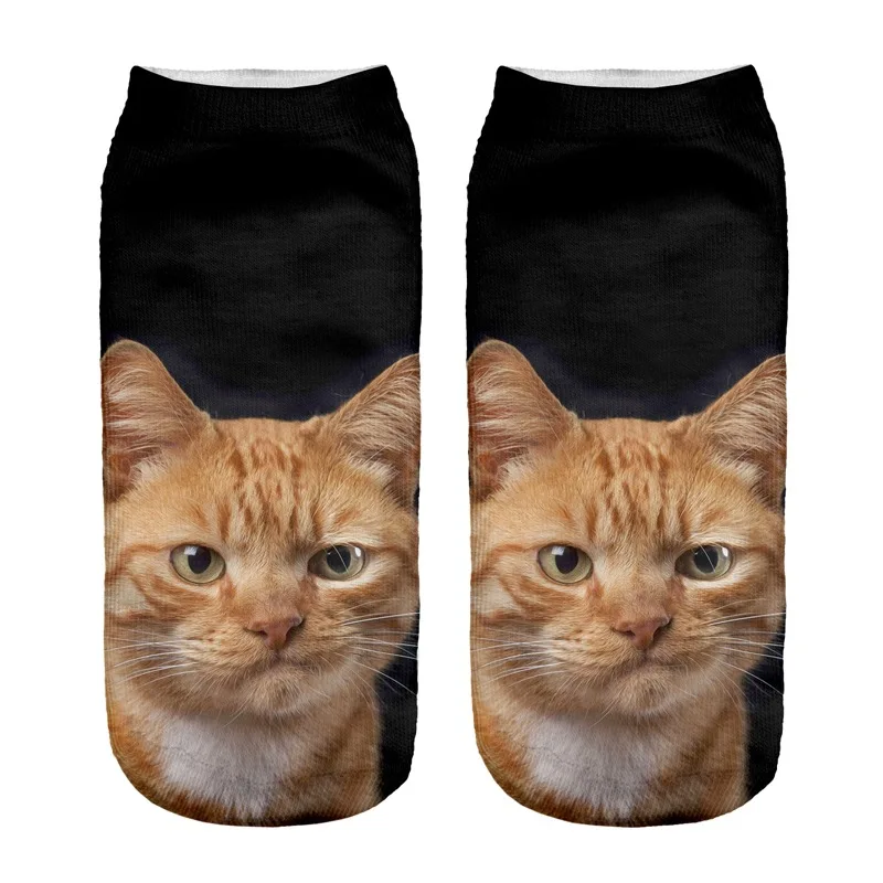 

SLMVIAN Lovely Cat New Arrival 3D Lovely Cat Print Socks Casual Harajuku Art Socks Low Cut Animal Sock Ankle Women's Sock Short
