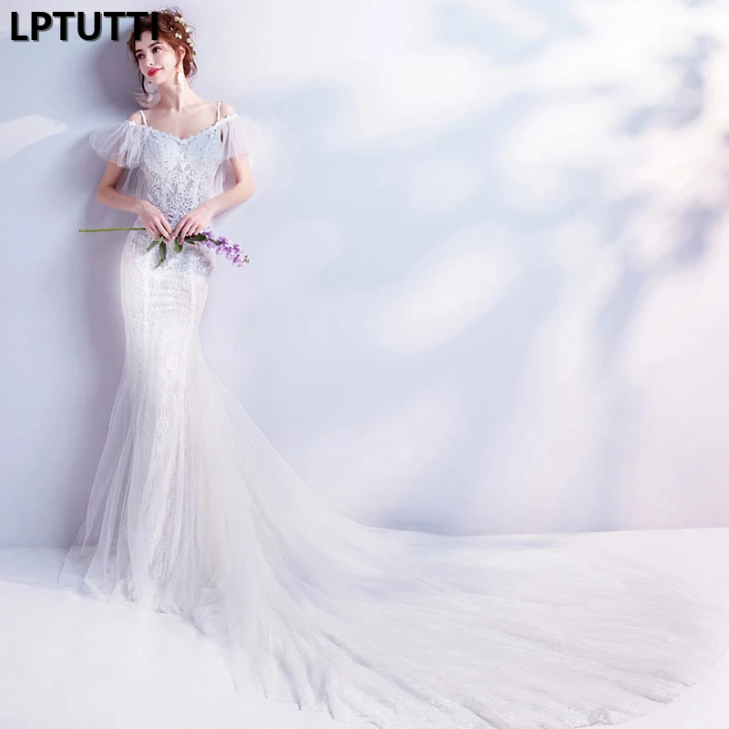 LPTUTTI Кружева блесток новый сексуальный винтажный пляж принцесса свадебное