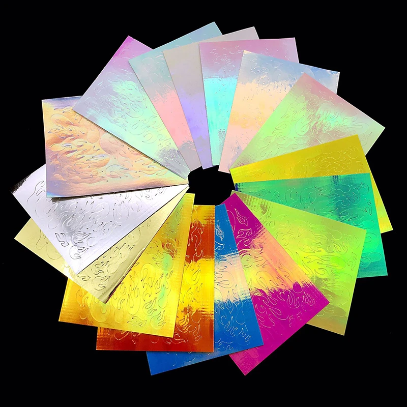 Переводная 3d наклейка из фольги для дизайна ногтей 2 шт. 6*8 см блестящий синий