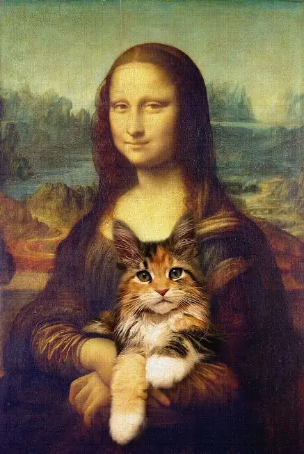 

Mona Lisa Holding The Cat Funny Art Unframed Canvas Paintings On The Wall Art Posters And Prints Da Vinci Famous Painting