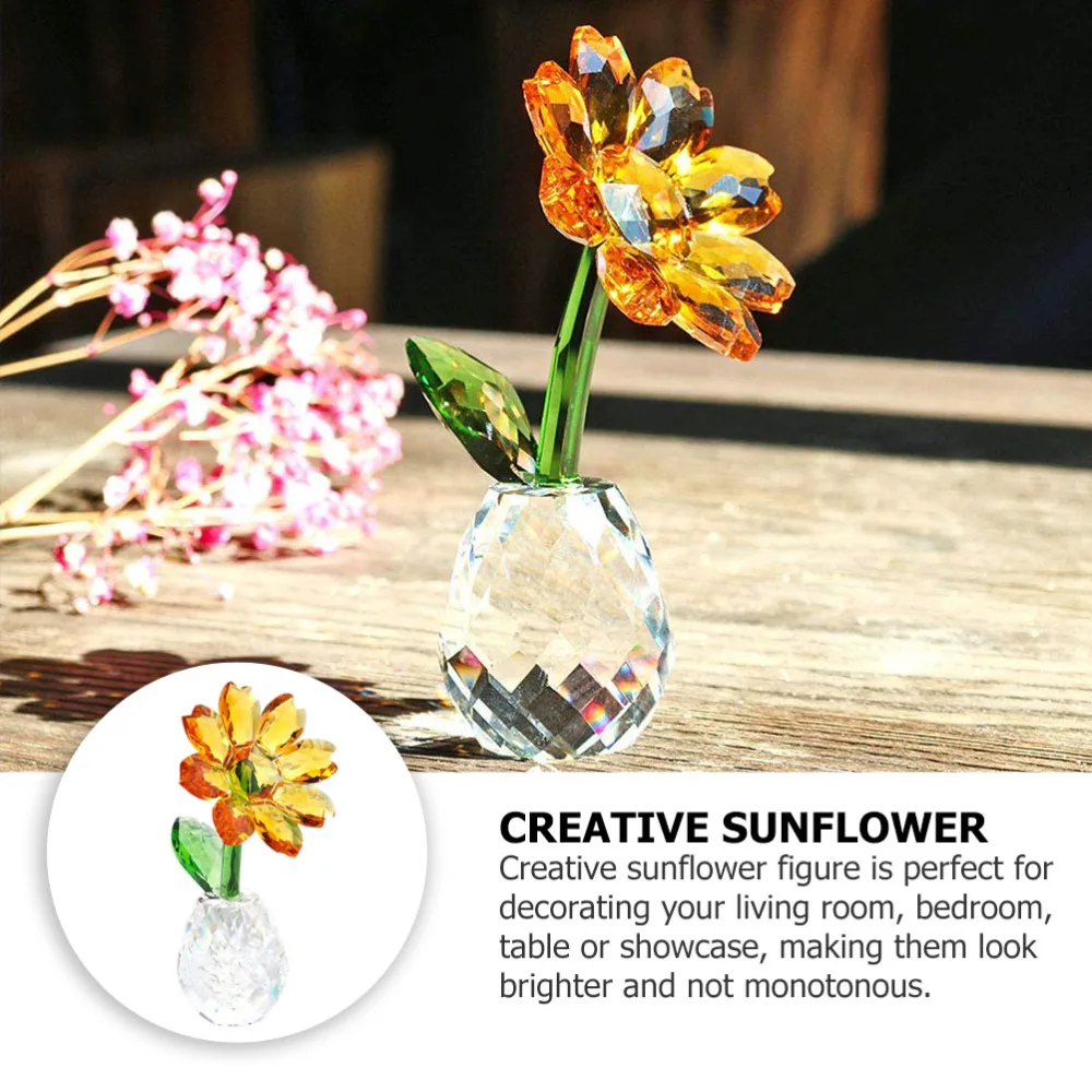

1pc Crystal Sunflower Ornament Sunflower Figurine Decoration for Car Interior