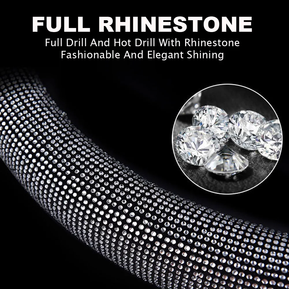 Car Steering Wheel Cover Bling Crystal And Artificial Leather Covers Suit Four Seasons Universal Auto Accessories | Автомобили и