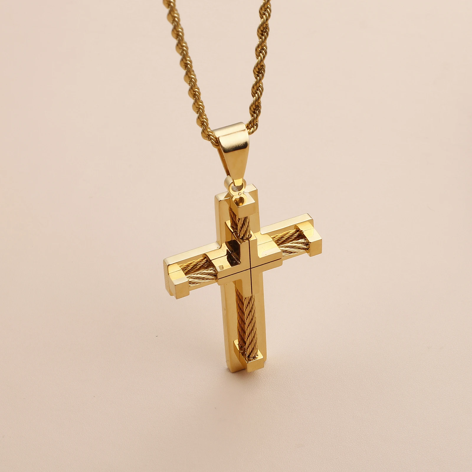 Мужское ожерелье с подвеской в виде креста из нержавеющей стали|cross pendant necklace|fashion