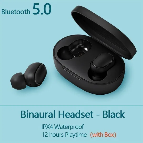 Наушники Xiaomi Bluetooth 5,0, TWS беспроводные наушники Redmi Airdots, гарнитура с шумоподавлением для iPhone, HUAWEI - Цвет: Redmi Airdots black