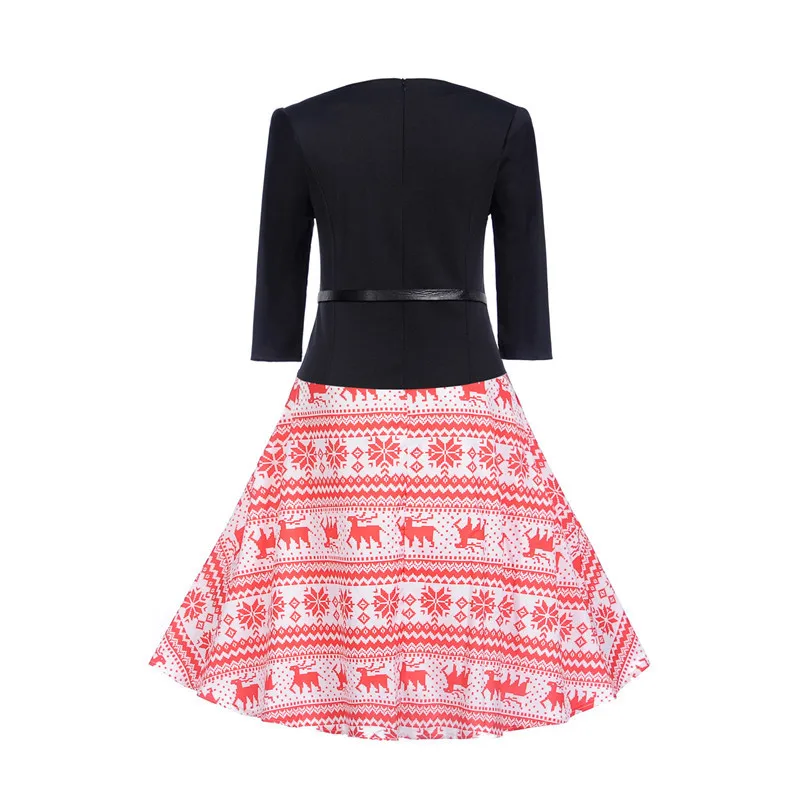 Рождественское Ретро женское платье 50s 60s винтажные качели Vestidos Hepburn три четверти