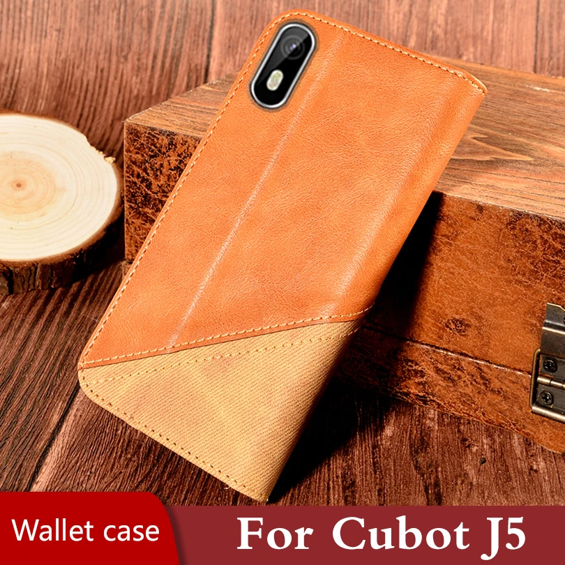 Кожаный чехол книжка на Cubot J5 задняя Противоударная крышка роскошный Магнитный