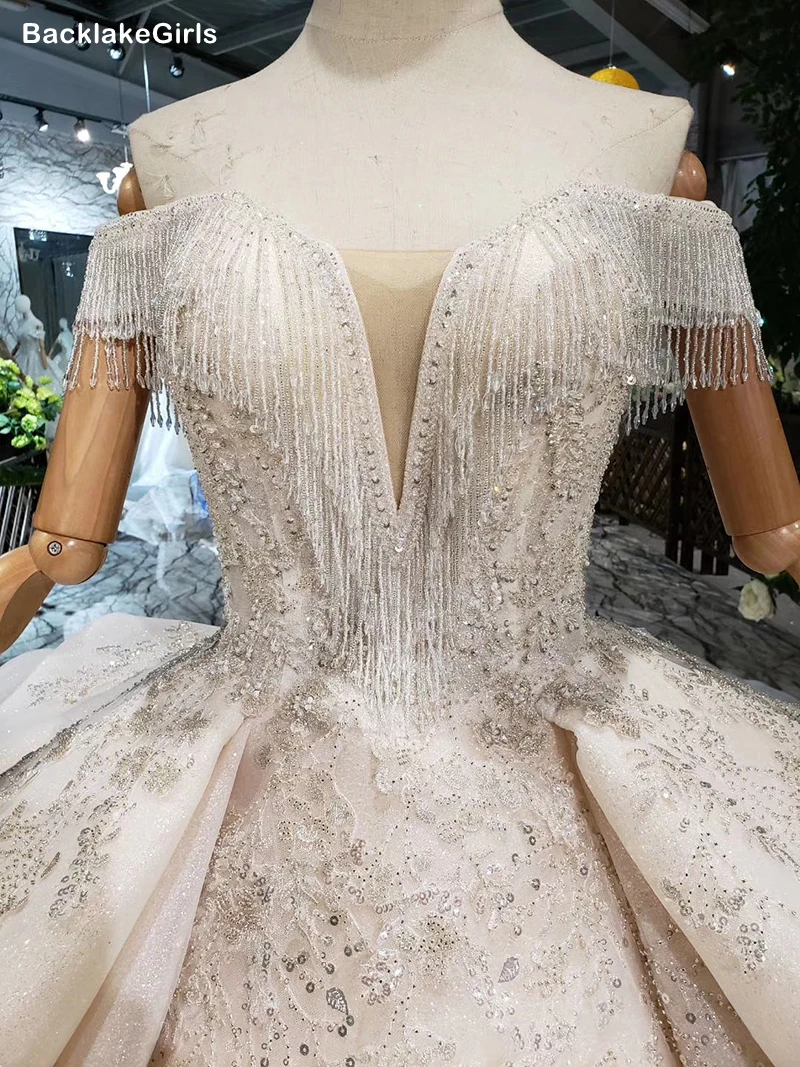 Sexy V Neck Wedding Dresses Off The Shoulder Handmade Appliques Crystal Ball Gown Dress 2020 New Fashion Design Boda | Свадьбы и