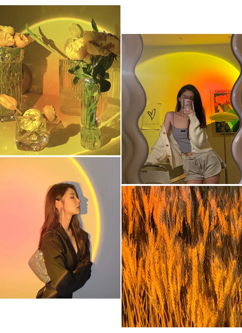 

Sunset Projector Lamp for Photograph Video Background Bedroom Decor Rainbow Sun Projection Atmosphere Light USB Led Night Lights