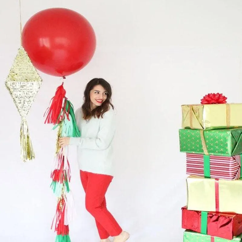 Гигантские 36 дюймовые красные круглые пастельные гелиевые шары с зеленой