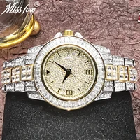 hip hop missfox aaa mens watches top brand luxury baguette diamond stainless steel bracelet quartz wristwatches business clocks