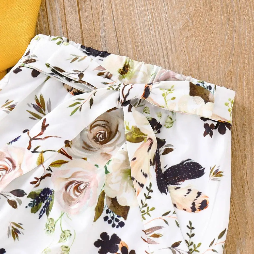 Хлопковый комбинезон с оборками для новорожденных брюки цветочным принтом