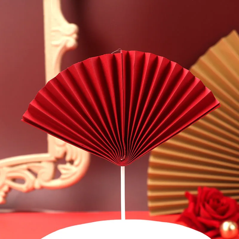 Украшение для торта в китайском стиле на день рождения красный складной веер