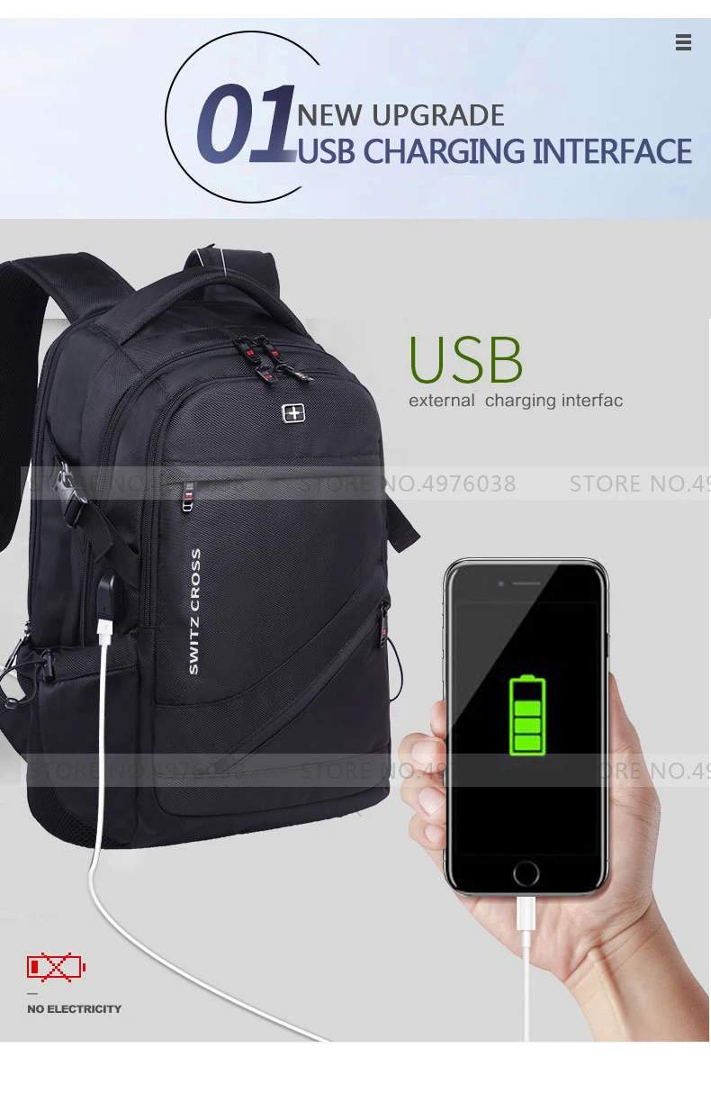 Швейцарский Мужской рюкзак mochila с защитой от кражи, рюкзак USB для ноутбука, школьные дорожные сумки, водонепроницаемый деловой Рюкзак 15,6 17 дюймов для ноутбука wo для мужчин
