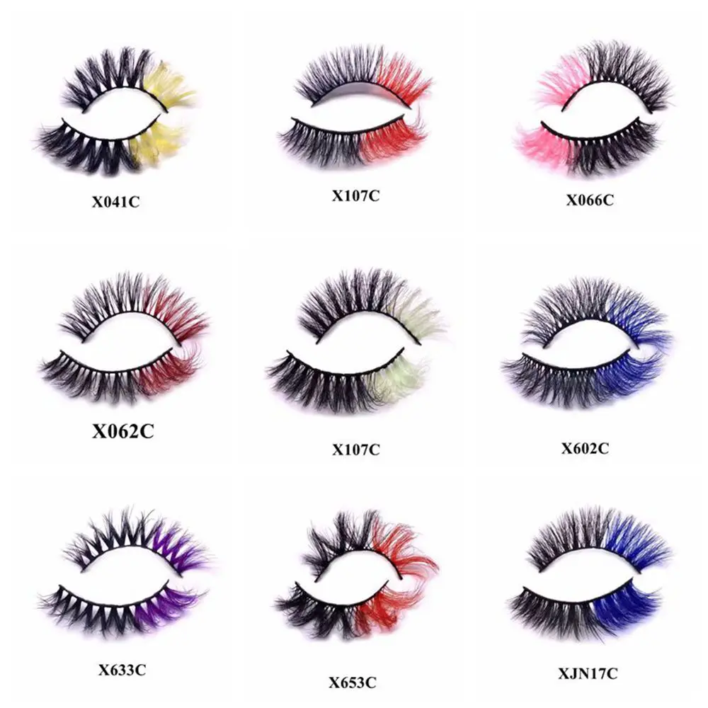 

3D Color False Lashes Natural Long Colorful Eyelashes Dramatic Makeup Fake Lash Colored Lashes for Cosplay Halloween Party