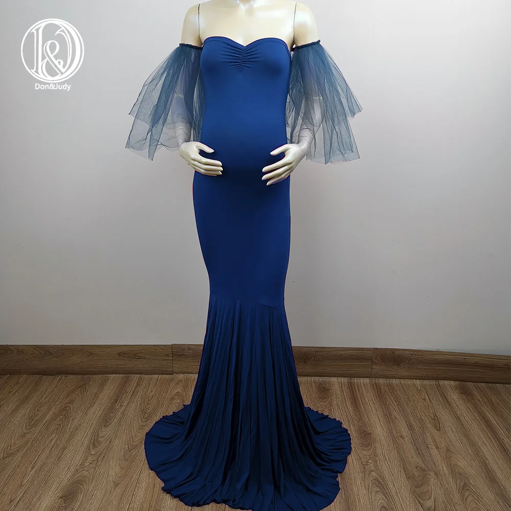 Don&Judy Women Maternity Tulle Dress Photography Props Ruffles Off Shoulder Maternity Dresses for Photo Shoot Party Gown 2023