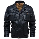 Мужская Флисовая зимняя кожаная куртка, толстое пальто, Осенние приталенные кожаные мотоциклетные куртки, мужские пальто размера плюс 5XL