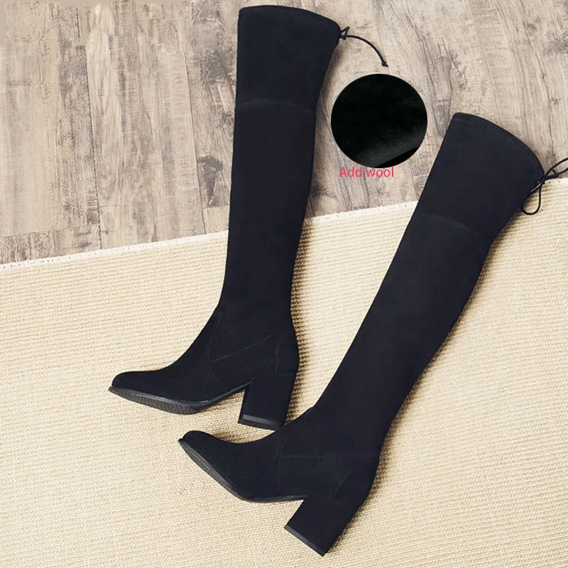 Add wool 7CM KNCOKAR осенние и зимние Новые круглый носок из Новинка Круглый Носок является Толстые со Обувь на высоком каблуке и сапоги до колена - Цвет: Add wool 7CM