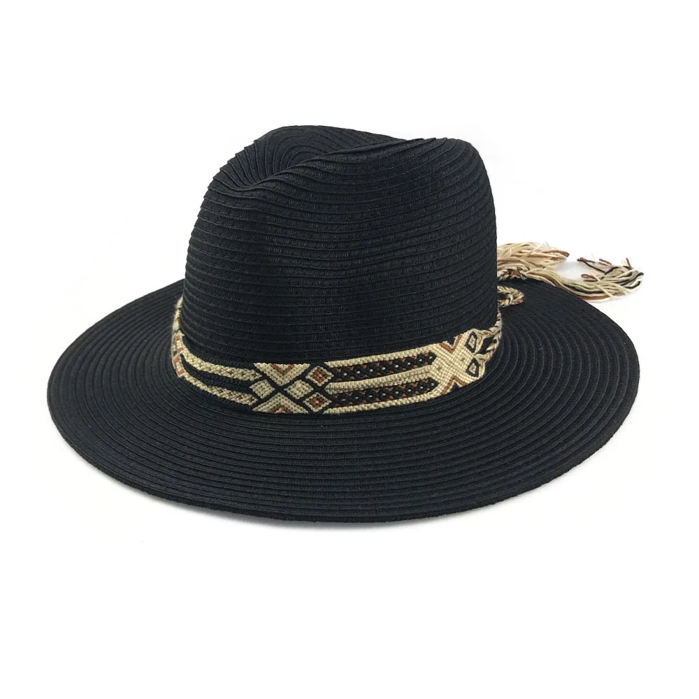 Шляпа-федора женская летняя соломенная Классическая пляжная Панама с широкими