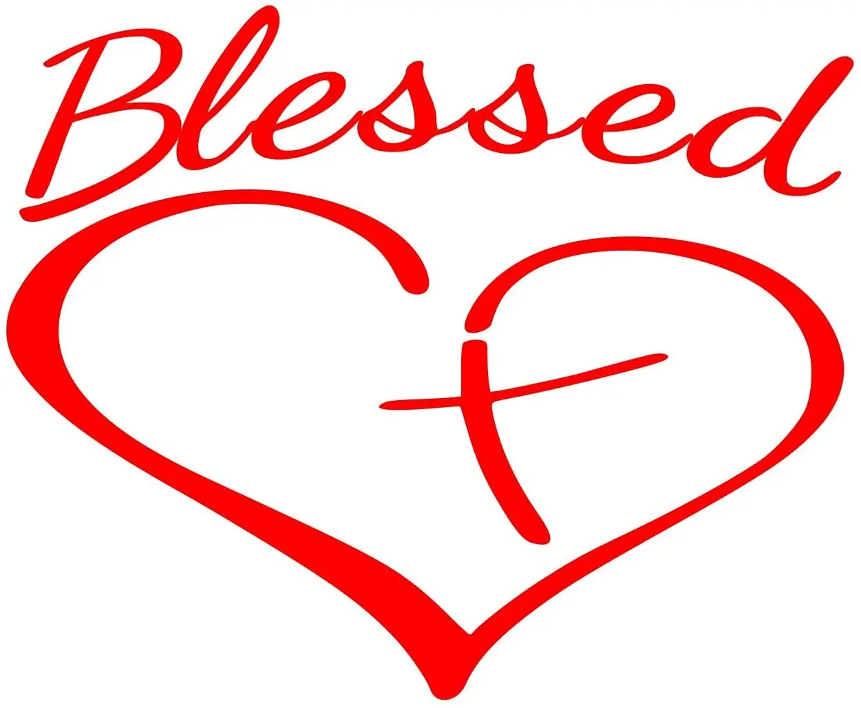 

Sunset Graphics & Decals Blessed Cross and Heart Christian Decal Vinyl Sticker Trucks Vans Walls Laptop Computer Mirror Tablet