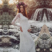 v neck lace pregnancy dresses fancy shooting photo pregnant clothes photography props maxi maternity gown maternity clothing