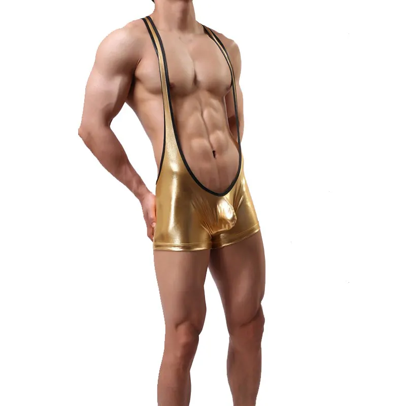 Сексуальный мужчина Искусственная кожа шорты Спортивный костюм мужской Фитнес