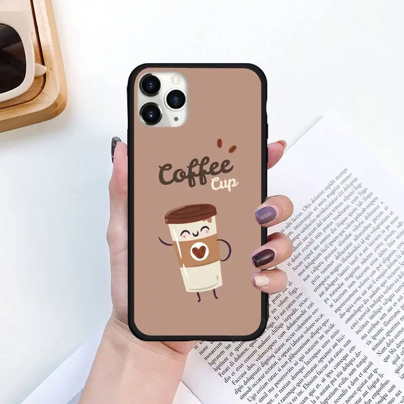 

Foods Couple cartoons coffee Phone Case for iPhone 11 12 mini pro XS MAX 8 7 6 6S Plus X 5S SE 2020 XR Luxury brand shell funda