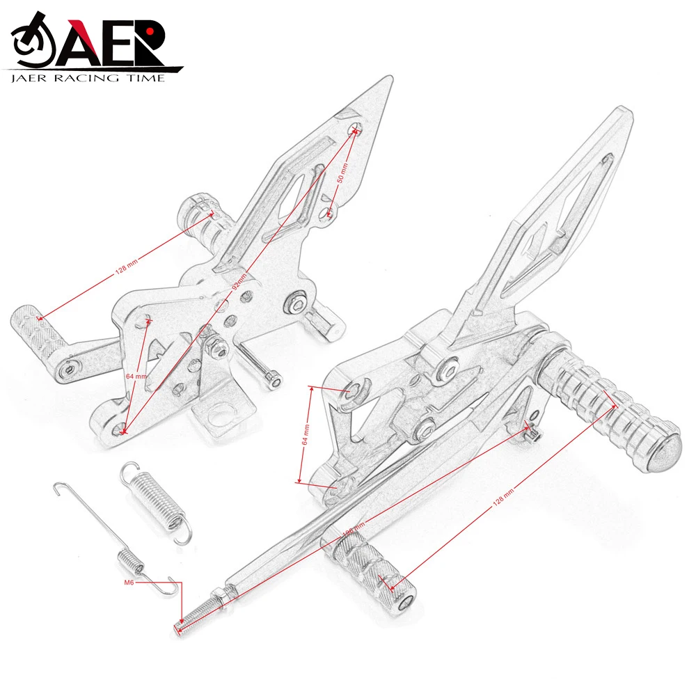 

Adjustable Pedals CNC Motorbike Rearset Rear Set Footrest Pegs for Yamaha R3 2015-2018 R3 ABS 2017-2018 YZF R25 2013-2018
