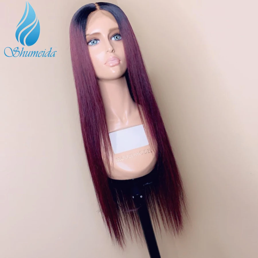 SMD 13*6 передние волосы на кружеве парик с Омбре цвет прямые человеческие для