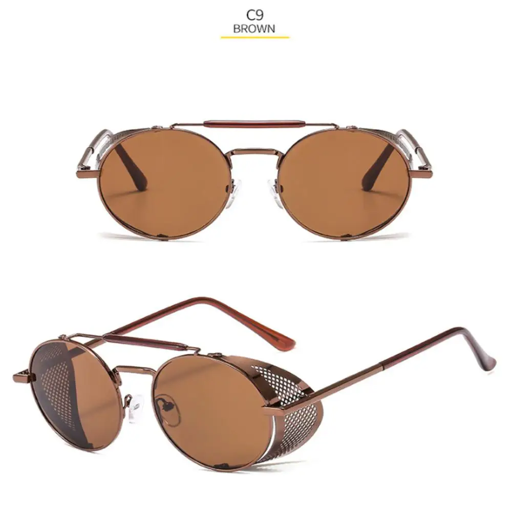 Ретро стимпанк дизайнерские солнцезащитные очки круглые для мужчин и женщин UV400