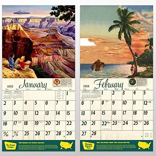 Calendario de monstruos del Parque Nacional para el hogar, calendario de pared colgante de historias alternas de animales, decoraci&oacute;n art&iacute;stica de la casa, 2022-3