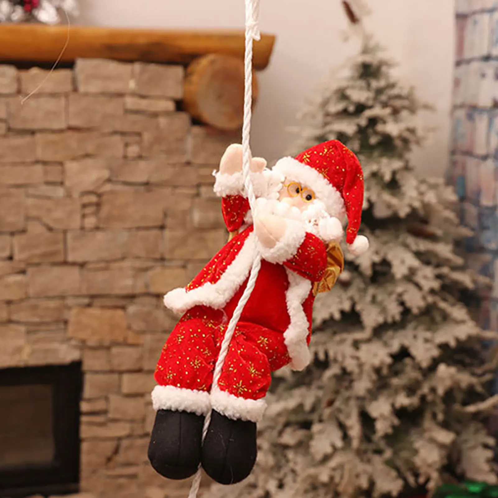 

Christmas Santa Claus Stylish Attractive Multi-occasional Practical Climbing Rope Showcase Xmas Tree Window Hanging Decoration