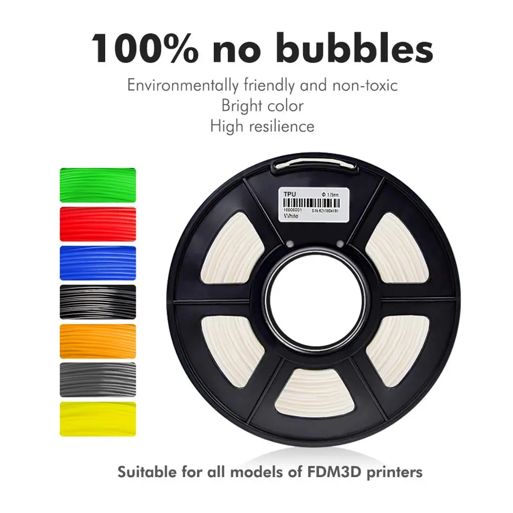 Enotepad Flexible 3D Printer Filament TPU Filament 1.75 mm 0.5kg Spool in 95A shore hardness 100% no bubble tpu