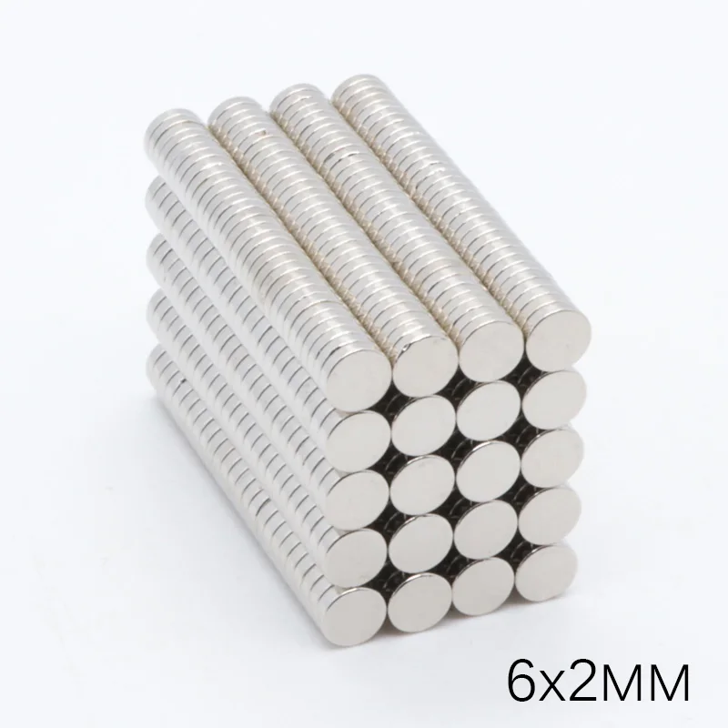 

200pcs 6x2 mm NdFeB N35 Rare Earth Magnet Neodymium Magnets Craft Round Cylinder Bulk Customized Fridge 6 x 2 mm