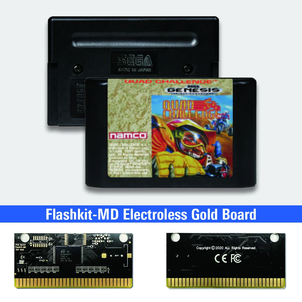 

Набор для видеоигр Quad Challenge - USA Label Flashkit MD, золото схема на основе печатной платы, для Sega Genesis Megadrive
