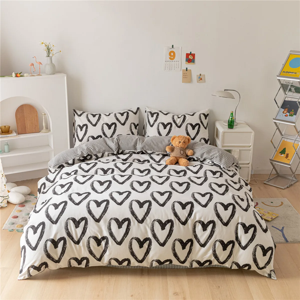 

Home luxury bedding set cotton European size stripe printing quilt cover pillowcase queen size comforter sets Single double bed
