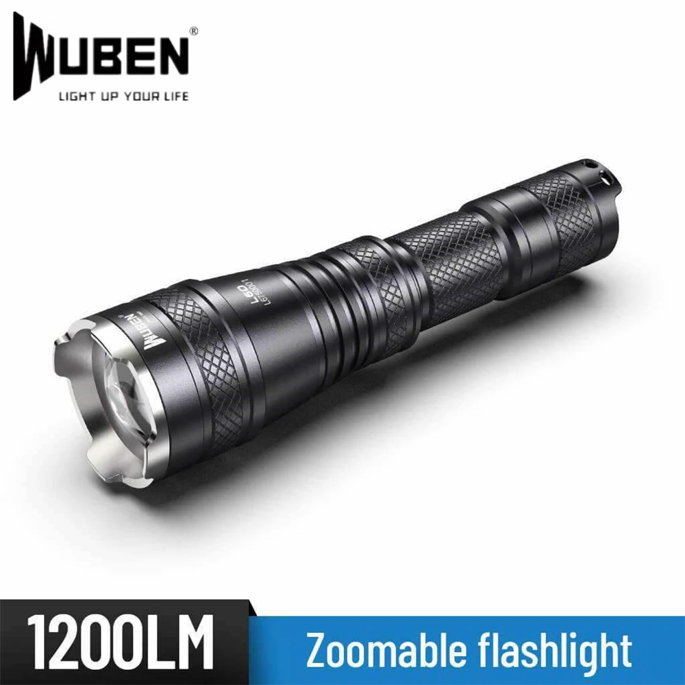 

WUBEN L60 Zoomable Micro USB Rechargeable Flashlight 1200 Lumens 18650 Battery IP68 Waterproof LED Self-defense Torch