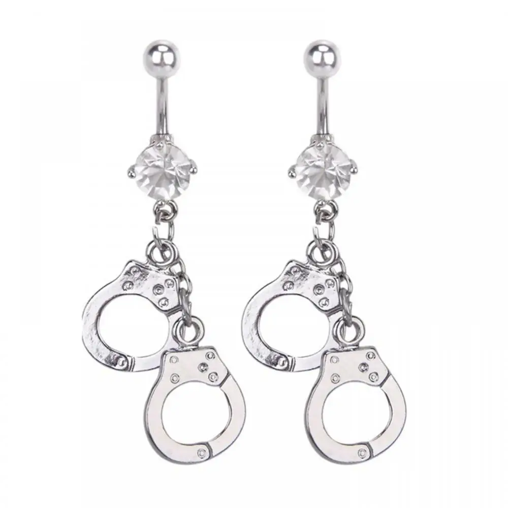 

Women Handcuffs Rhinestone Body Piercing Navel Belly Bar Button Barbell Ring