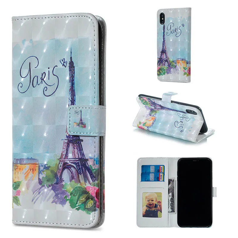 Tower Кожаный бумажник чехол для телефона для samsung Galaxy S6 S7 Edge S8 S9 Plus S9+ S8+ G9650 G9600 цветочный флип-чехол для iPhone 11 8 7 чехол s - Цвет: Tower