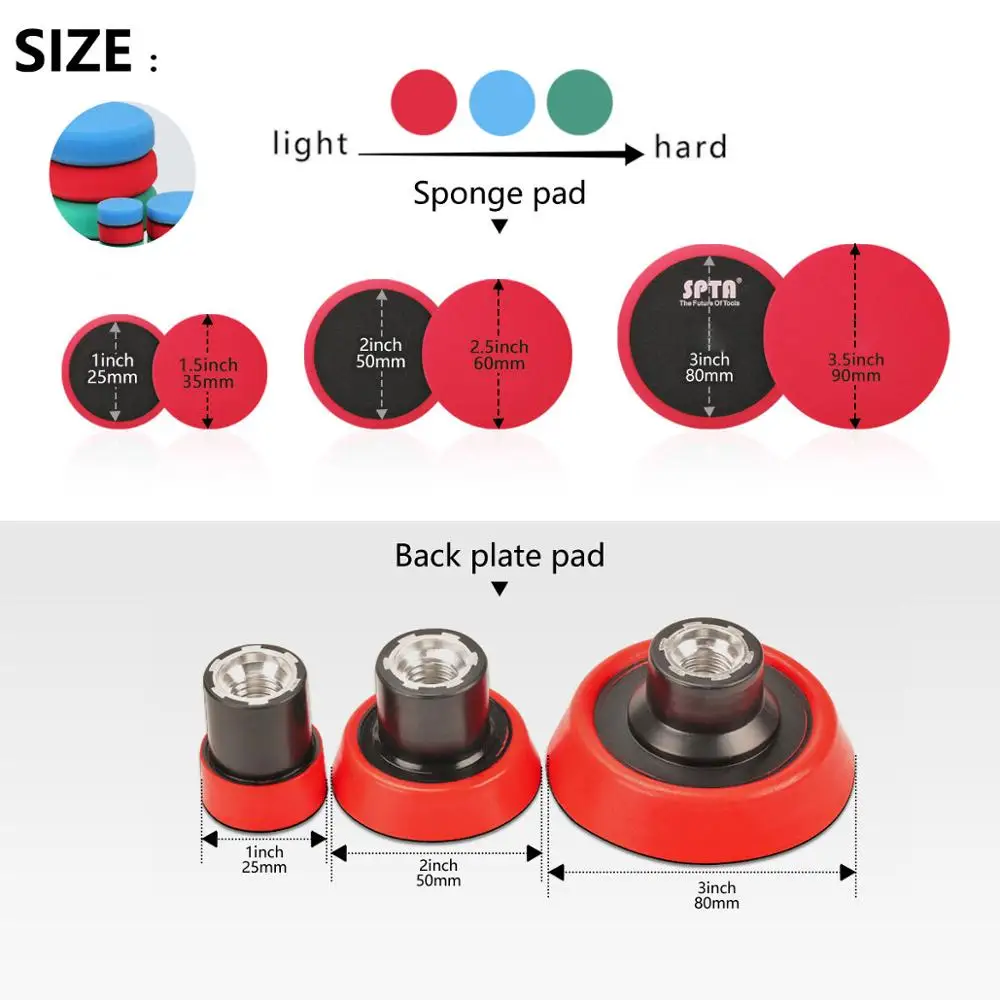 

SPTA 25mm-125mm 900W Rotary Polisher Car Polisher RO Polisher Car Waxing And Polishing Power Tool with Sponge Polishing Pads Set