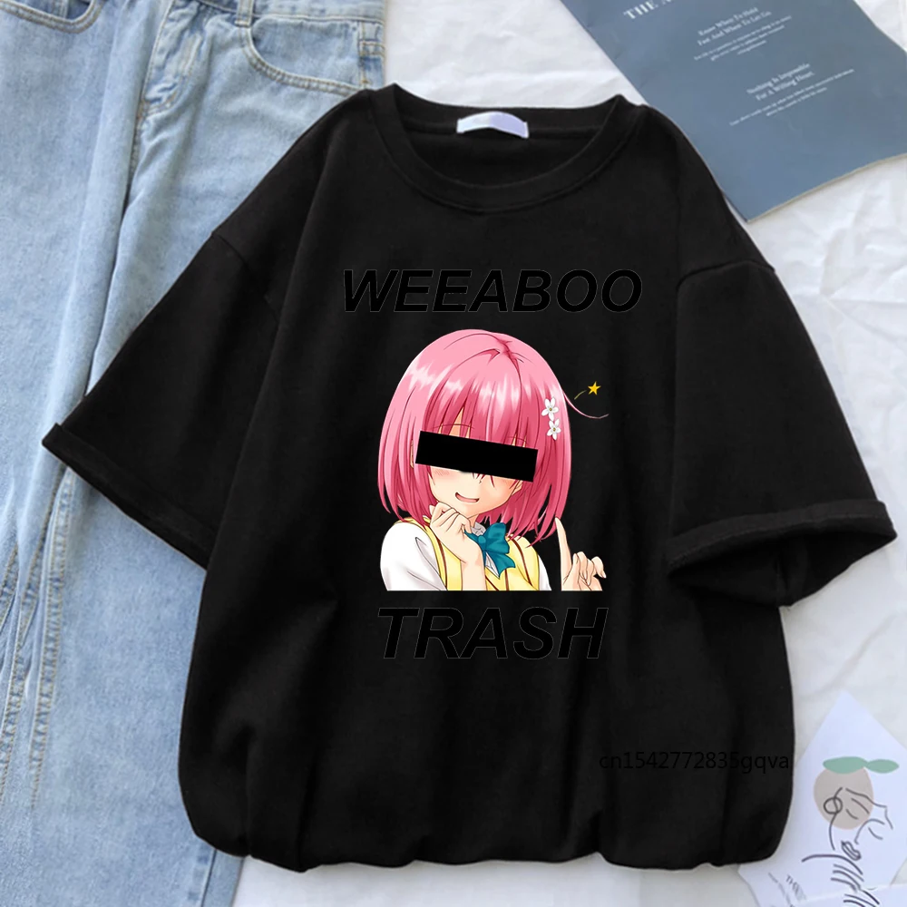 

Magic Weeaboo Trash Printed Short Sleeve Tshirts Women Hip Hop Fashion T Shirts For Women Crewneck Creativity Clothing Women
