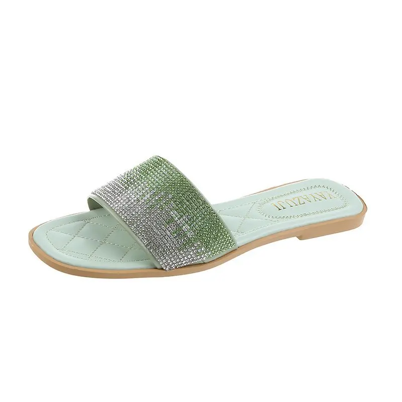 

Summer Fashion Design Rhinestone Women Slippers Sandals Antiskid Flat Slippers Woman Sandals Slides Beach Shoes