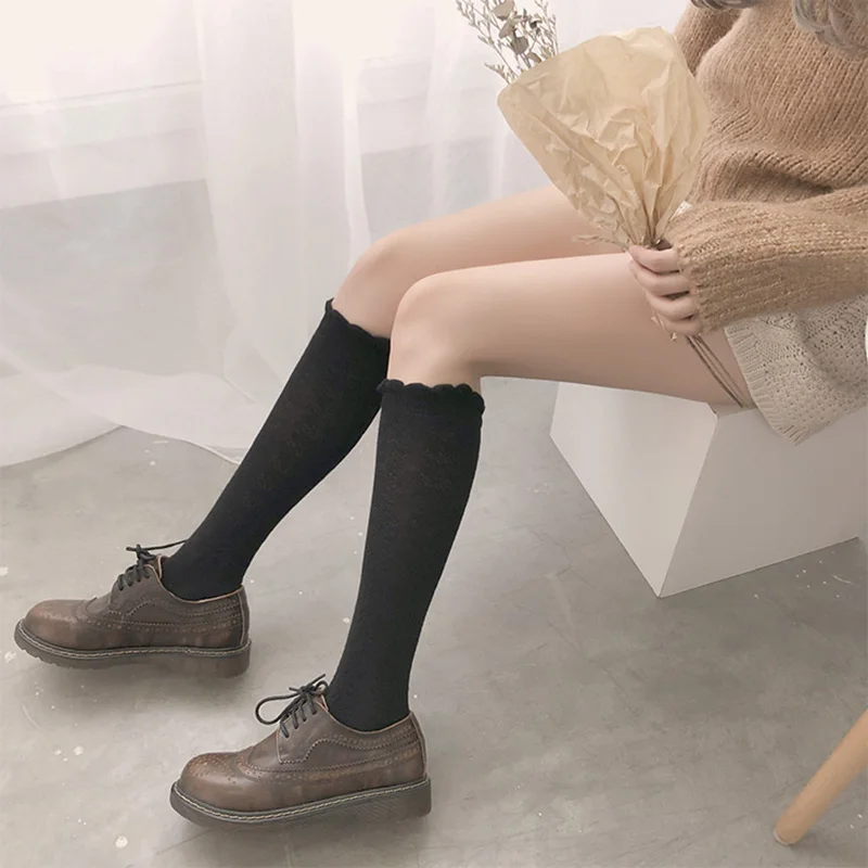 

Sweet Butterfly Long Stockings Women Lolita White High Knee Socks Woman Cotton Stockings Leg Girls Dress Calcetine Medias