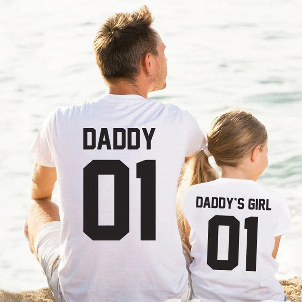 Daddy and Me Outfits Daddy and Daughter T-shirts Daddy and Children Shirts Father and Daughter Short Sleeve Clothes Drop Ship