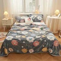 bonenjoy 1pc snowflake velvet bed plaid on the bed flower print cartoon style bedspread for kid queen size manta for winter warm