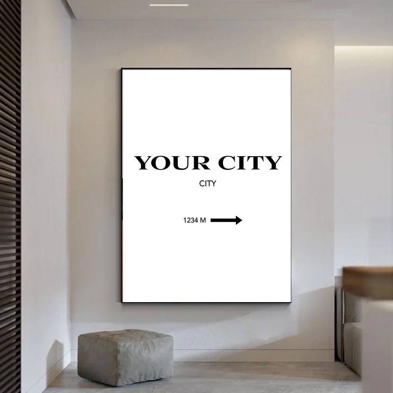 Ваш город знак портрет Персонализированная Художественная печать холст плакат
