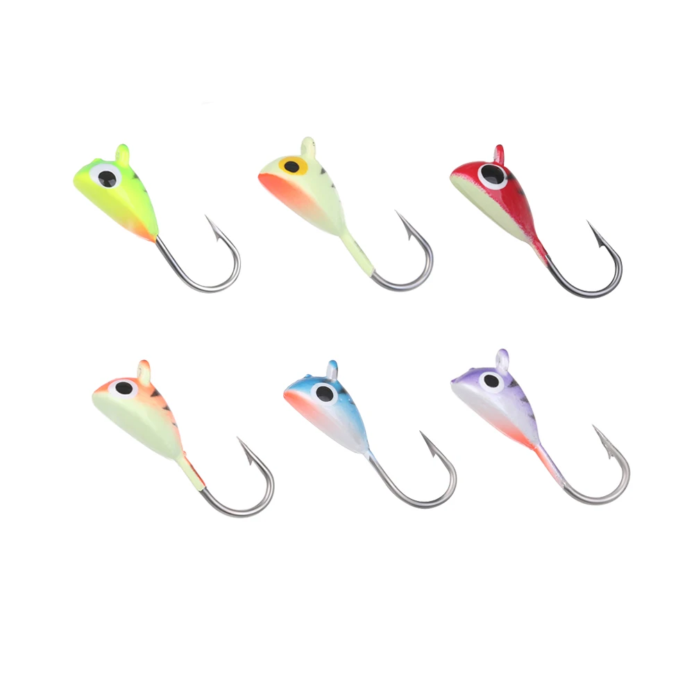 6 штук металлическая приманка со свинцовым крючки Мини в форме Кита для зимней