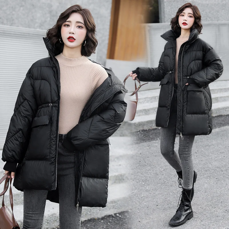 Cotday синяя Толстая Для женщин регулируемый шнурок для талии вниз куртка 2020