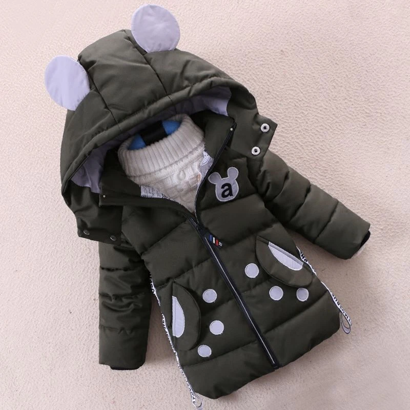 Зеленый Children Boys Winter New Down Cotton Jackets Little Boys Outwear Clothing Kids Parka Warm Thicken Coat For Boys Clothes Suit - Цвет: Зеленый